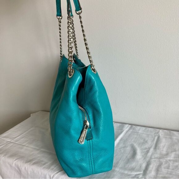 MICHAEL KORS Blue Raven Selma Chain Tote Shoulder Bag Bedford Fulton - Picture 6 of 10